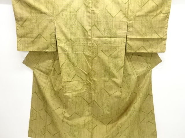 麻の葉模様織り出し手織り紬着物